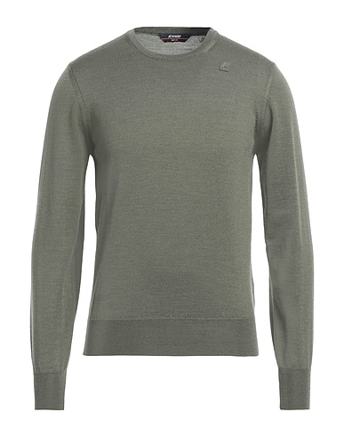 K-WAY Pullover Verde militare 100% Lana Vergine