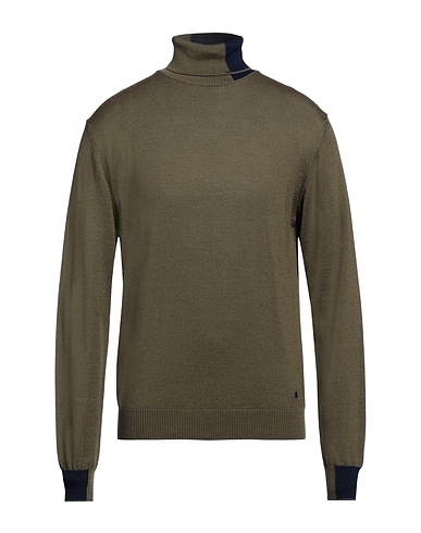 MANUEL RITZ Polo neck Military green 50% Wool, 50% Acrylic