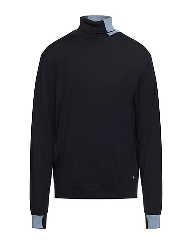 MANUEL RITZ Polo neck Midnight blue 50% Wool, 50% Acrylic