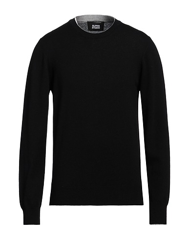 ALPHA STUDIO Jumper Black 100% Geelong Wool