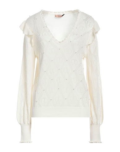 TWINSET Sweater White 85% Cotton, 15% Cashmere