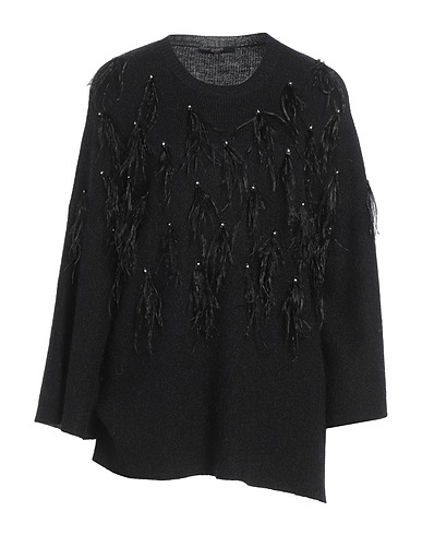 SEVENTY VENEZIA Jumper Black 40% Wool, 21% Mohair wool, 20% Polyamide, 19% Acrylic, Ostrich feathers