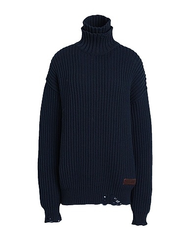 DSQUARED2 Turtleneck Midnight blue 60% Cotton, 40% Polyamide, Calfskin