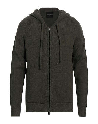 ROBERTO COLLINA Cardigan Verde scuro 80% Cotone, 16% Nylon, 4% Elastan