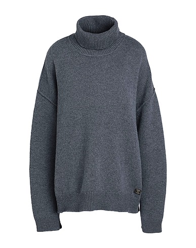 DSQUARED2 Turtleneck Grey 90% Wool, 10% Cashmere, Cow leather
