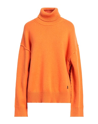DSQUARED2 Polo neck Orange 90% Wool, 10% Cashmere, Cow leather