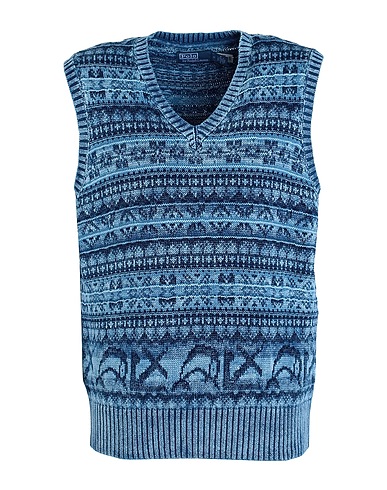 POLO RALPH LAUREN ニットベスト FAIR ISLE INDIGO COTTON SWEATER VEST
 ライトブルー コットン 100%