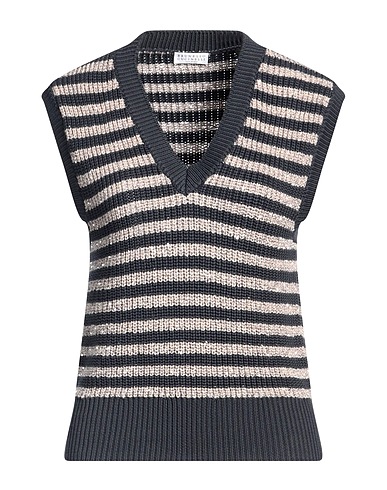 BRUNELLO CUCINELLI Sleeveless sweater Midnight blue 100% Cotton, Polyester, Polyamide