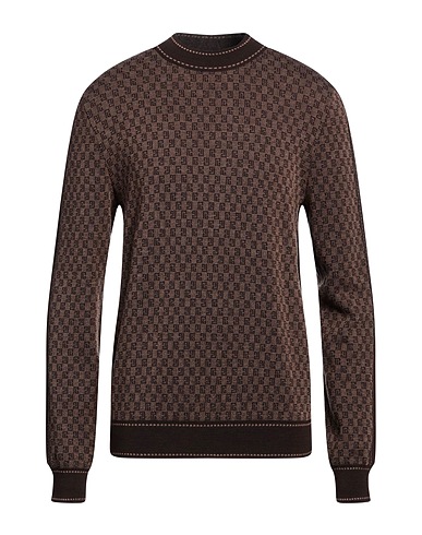 BALMAIN Jumper Dark brown 100% Merino Wool