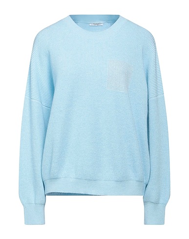 PESERICO Pullover Celeste 70% Lana Vergine, 20% Seta, 10% Cachemire, Fibra di metallo