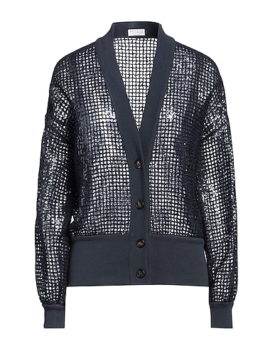 BRUNELLO CUCINELLI Cardigan Midnight blue 100% Polyester, Cotton, Elastane, Mohair wool, Wool