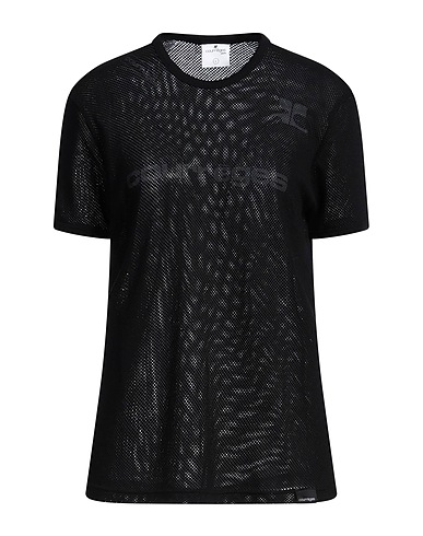 COURRÈGES T-shirt Black 52% Polyester, 48% Cotton