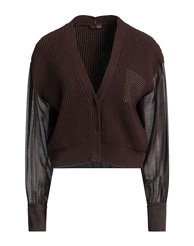 PESERICO Cardigan Dark brown 76% Lyocell, 24% Nylon, Virgin Wool, Silk, Cashmere