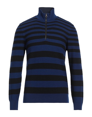 FERRAGAMO Jumper with zip Midnight blue 100% Virgin Wool, Lambskin