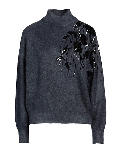 BRUNELLO CUCINELLI Turtleneck Slate blue 34% Virgin Wool, 28% Mohair wool, 20% Polyamide, 13% Cashmere, 5% Silk