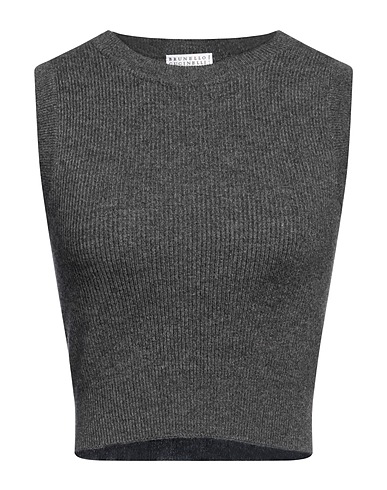 BRUNELLO CUCINELLI Maglia Gilet Grigio 100% Cachemire