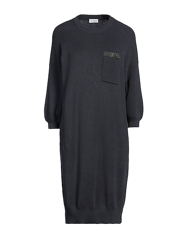 BRUNELLO CUCINELLI Midi dress Midnight blue 100% Cotton, Brass, Ecobrass