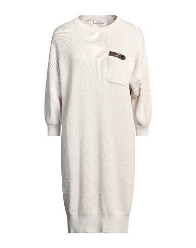 BRUNELLO CUCINELLI Midi dress Off white 100% Cotton, Brass, Ecobrass