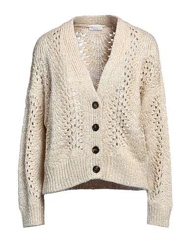 BRUNELLO CUCINELLI Cardigan Beige 58% Cashmere, 23% Polyamide, 19% Polyester
