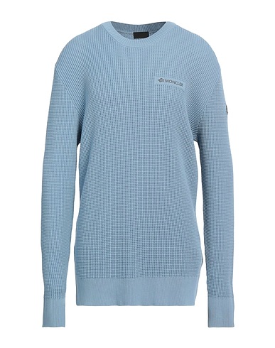 MONCLER Jumper MATT BLACK Light blue 100% Cotton