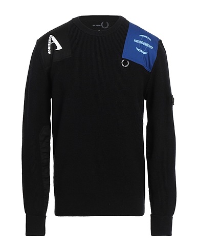 RAF SIMONS FRED PERRY Pullover Schwarz 100% Wolle, Baumwolle