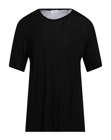 SAINT LAURENT Basic T-shirt Black 100% Viscose, Polyester