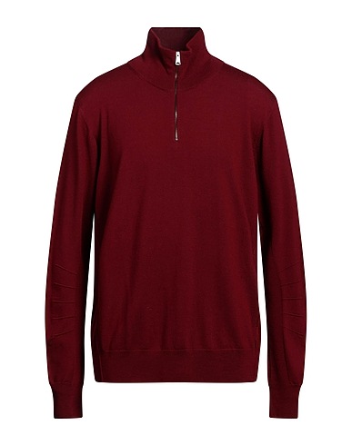 BURBERRY Jumper with zip Burgundy 100% Wool, Polyamide