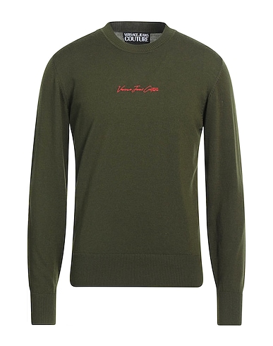 VERSACE JEANS COUTURE Pullover Verde militare 100% Lana
