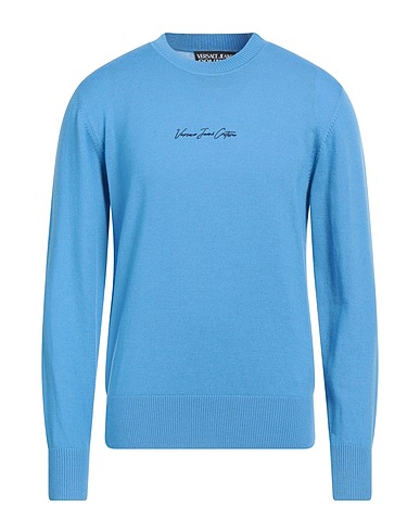 VERSACE JEANS COUTURE Pullover Blu chiaro 100% Lana