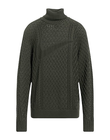 NIKE Turtleneck Military green 80% Polyester, 19% Wool, 1% Elastane