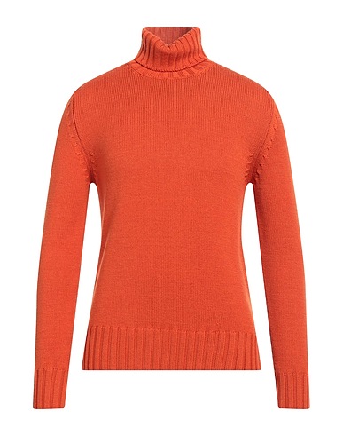 HINDUSTRIE Rollkragenpullover Orange 100% Wolle