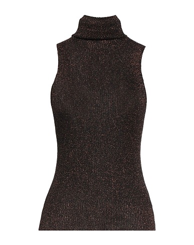 GANNI Top Dark brown 66% Polyester, 34% Metal
