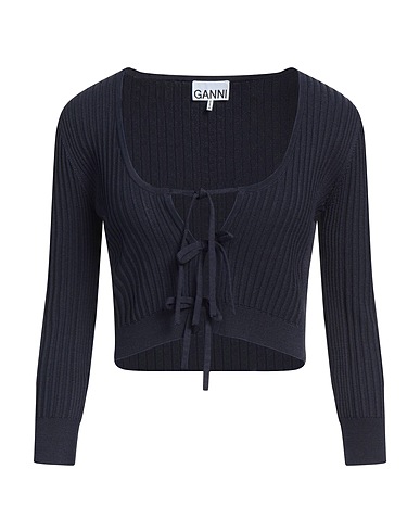GANNI Cardigan Navy blue 56% Viscose, 43% Polyamide, 1% Elastane