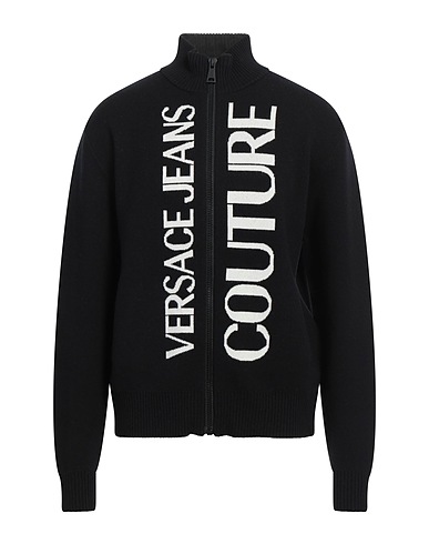 VERSACE JEANS COUTURE Cardigan Black 90% Virgin Wool, 10% Cashmere