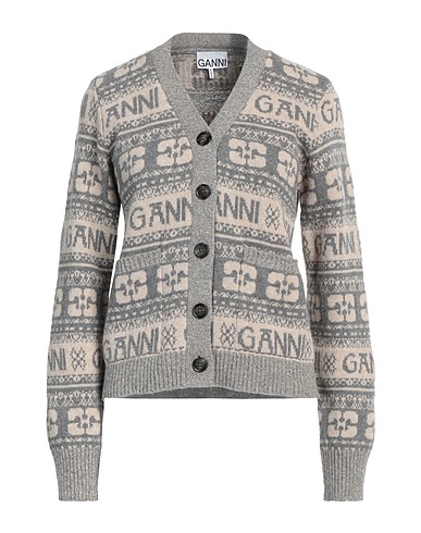 GANNI Cardigan Light grey 45% Wool, 35% Recycled wool, 20% Recycled polyamide
