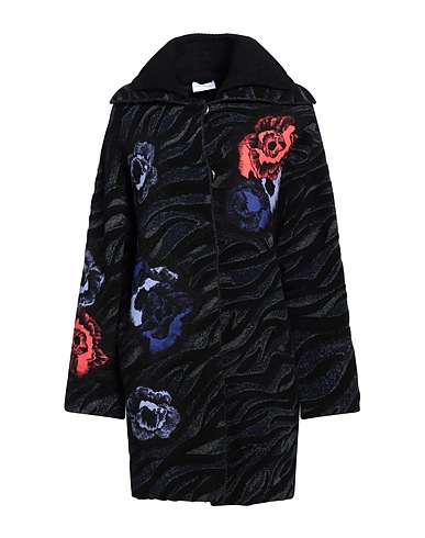 FERRAGAMO Cappotto Nero 42% Poliammide, 39% Lana Vergine, 17% Lana di cammello, 2% Elastan, Pelle di agnello