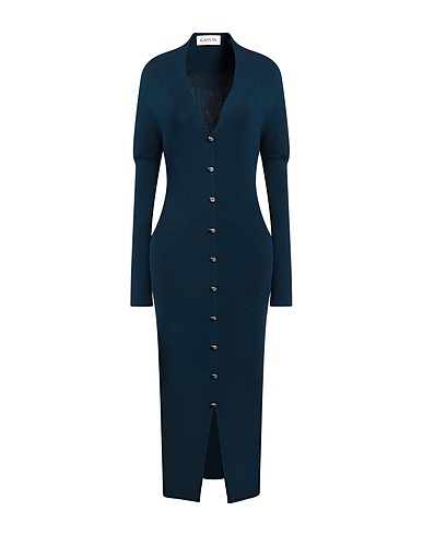 LANVIN Midi dress Deep teal 85% Merino Wool, 10% Polyamide, 5% Elastane