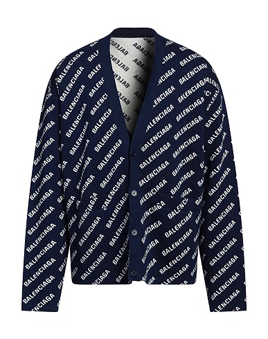 BALENCIAGA Cardigan Blue 41% Cotton, 27% Wool, 22% Polyester, 9% Polyamide, 1% Elastane
