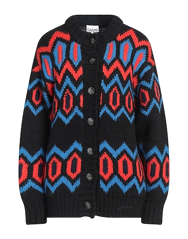 GANNI Cardigan NERO 100% Organic wool