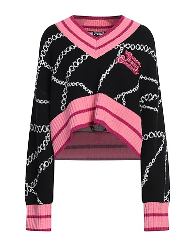 VERSACE JEANS COUTURE Sweater Black 89% Cotton, 10% Polyamide, 1% Elastane