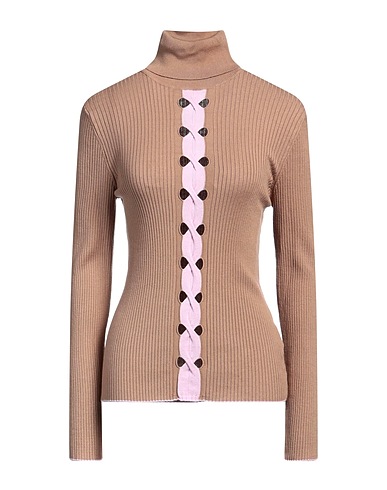 SIMONA CORSELLINI Polo neck Camel 72% Viscose, 28% Polyester