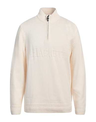 HACKETT Sweater with zip Ivory 90% Merino Wool, 10% Cashmere