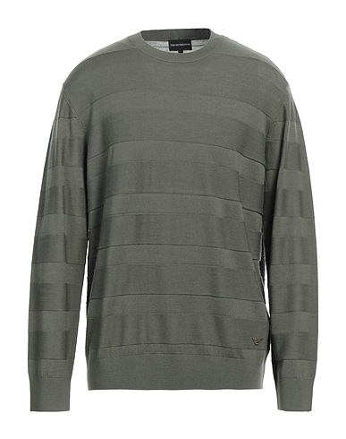 EMPORIO ARMANI Sweater Military green 100% Virgin Wool, Polyamide, Elastane
