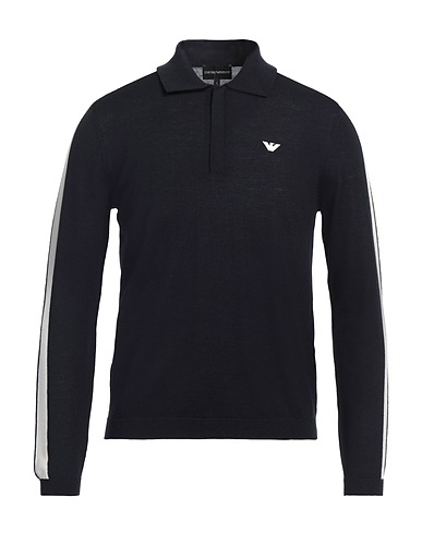 EMPORIO ARMANI Maglia con zip Blu notte 100% Lana Vergine, Poliammide, Elastan