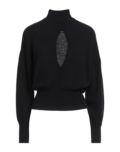 ELISABETTA FRANCHI Polo neck Black 55% Wool, 45% Cashmere