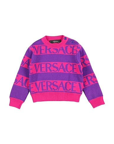 VERSACE YOUNG Jumper Dark purple 100% Virgin Wool