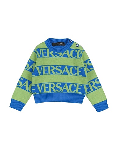 VERSACE YOUNG Pullover Azzurro 100% Lana Vergine