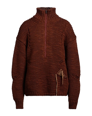 ROA Sweater with zip Brown 100% Wool