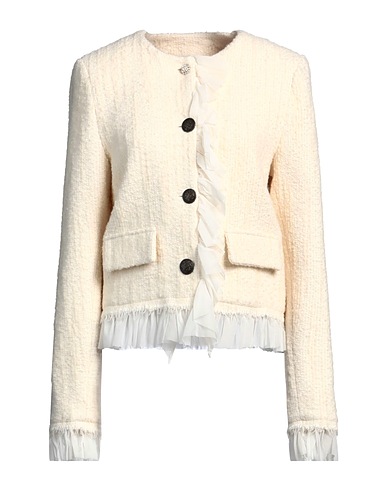SEMICOUTURE Cardigan Cream 63% Cotton, 34% Virgin Wool, 3% Polyamide, Polyester, Silk