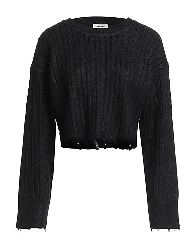 SANDRO Jumper Black 68% Cotton, 32% Wool, Acetate